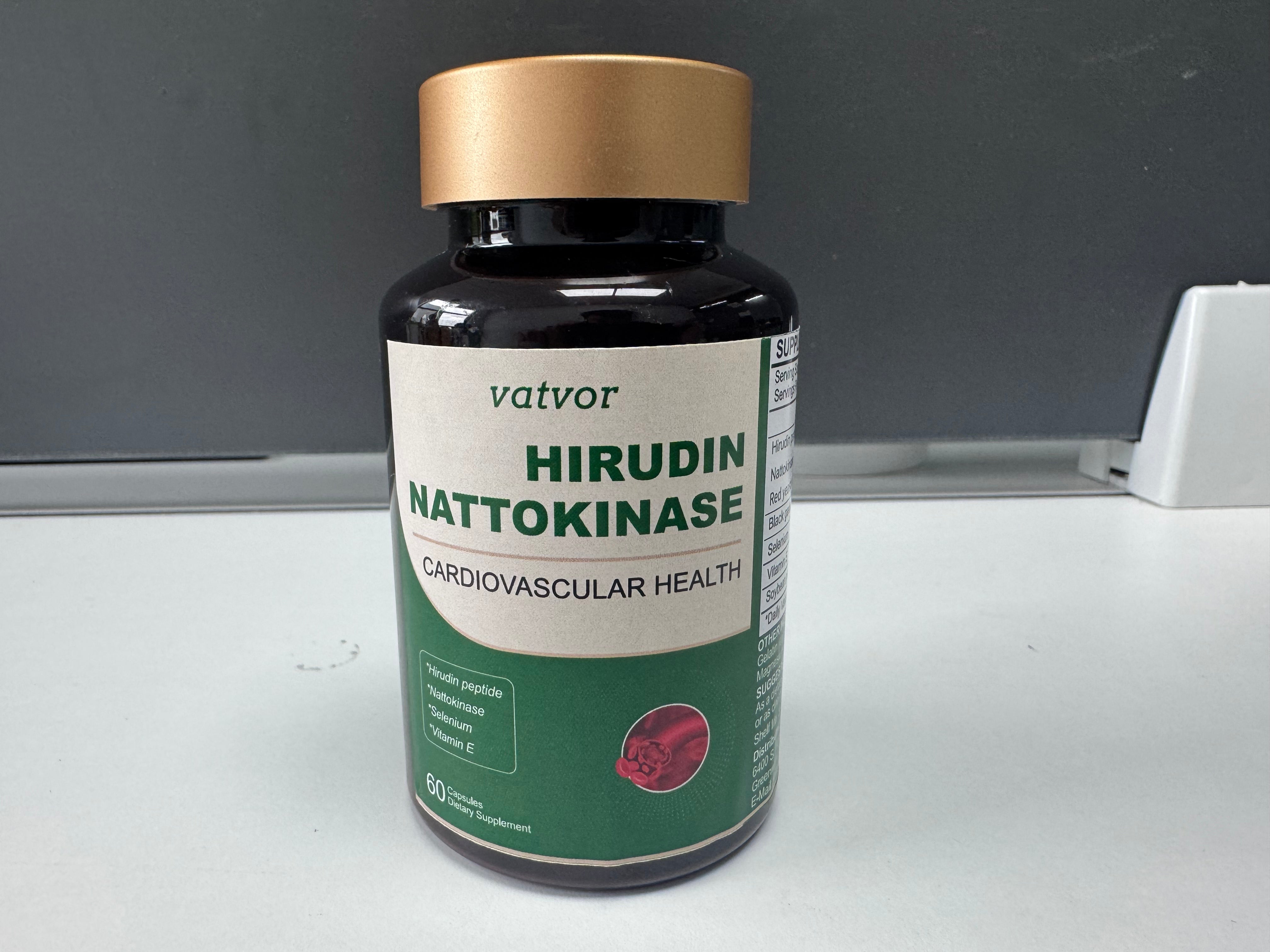 Hirudin Peptide Nattokinase Capsules with Red Yeast Extract, Black Garlic Extract, Selenium, Vitamin E, Soybean Peptide Support for Cardiovascular, Blood Circulation, Boosts Immunity | 60 Capsules