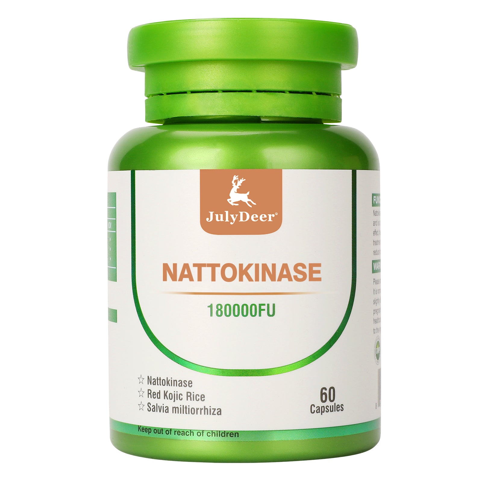 JulyDeer Nattokinase Supplement 180,000 FU Servings - Non-GMO Soy, 60 Capsules Systemic Enzymes for Cardiovascular and Circulatory Support
