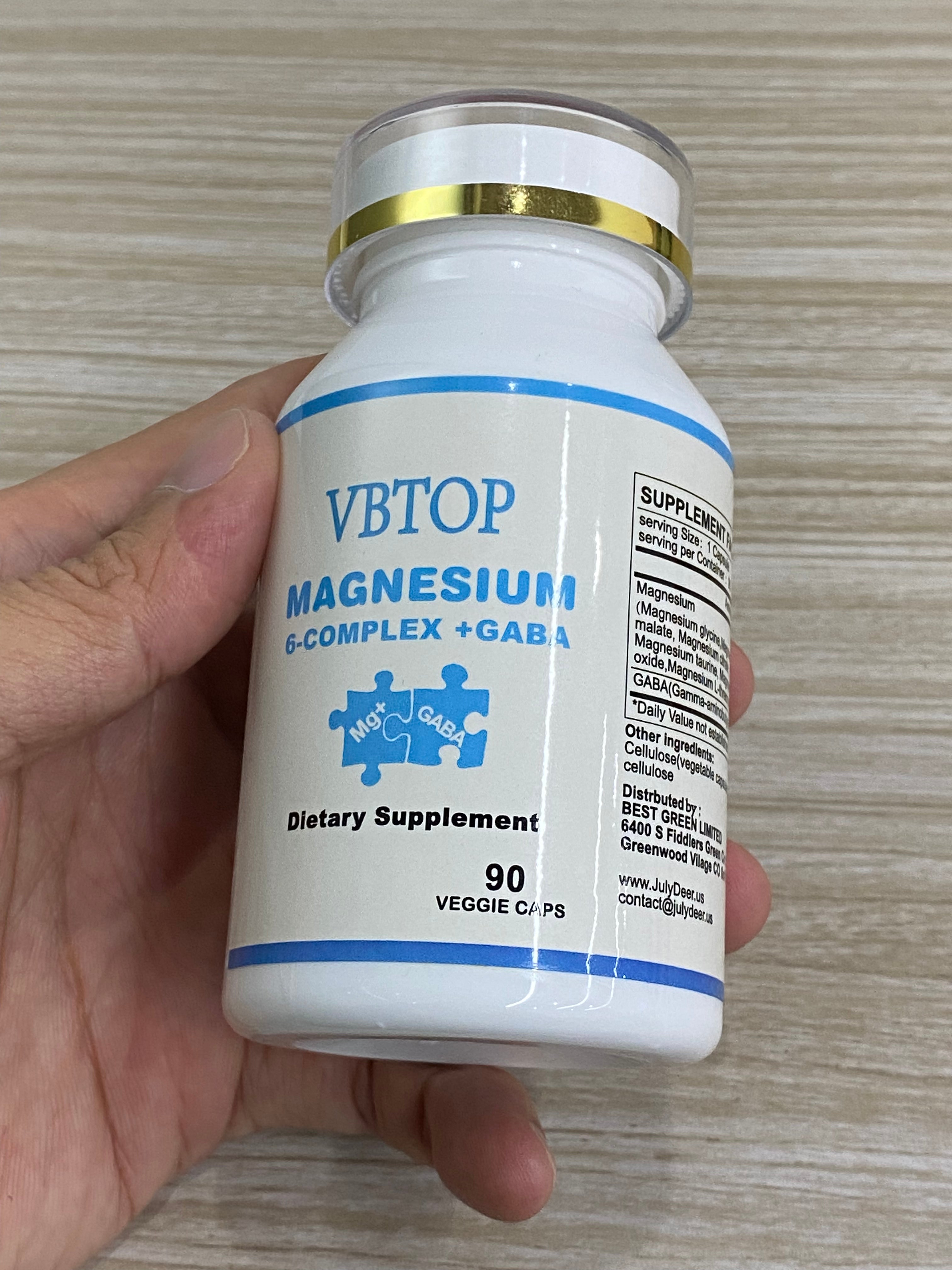 VBTOP 6重复合镁 350 毫克，镁矿物质补充剂 90 粒胶囊