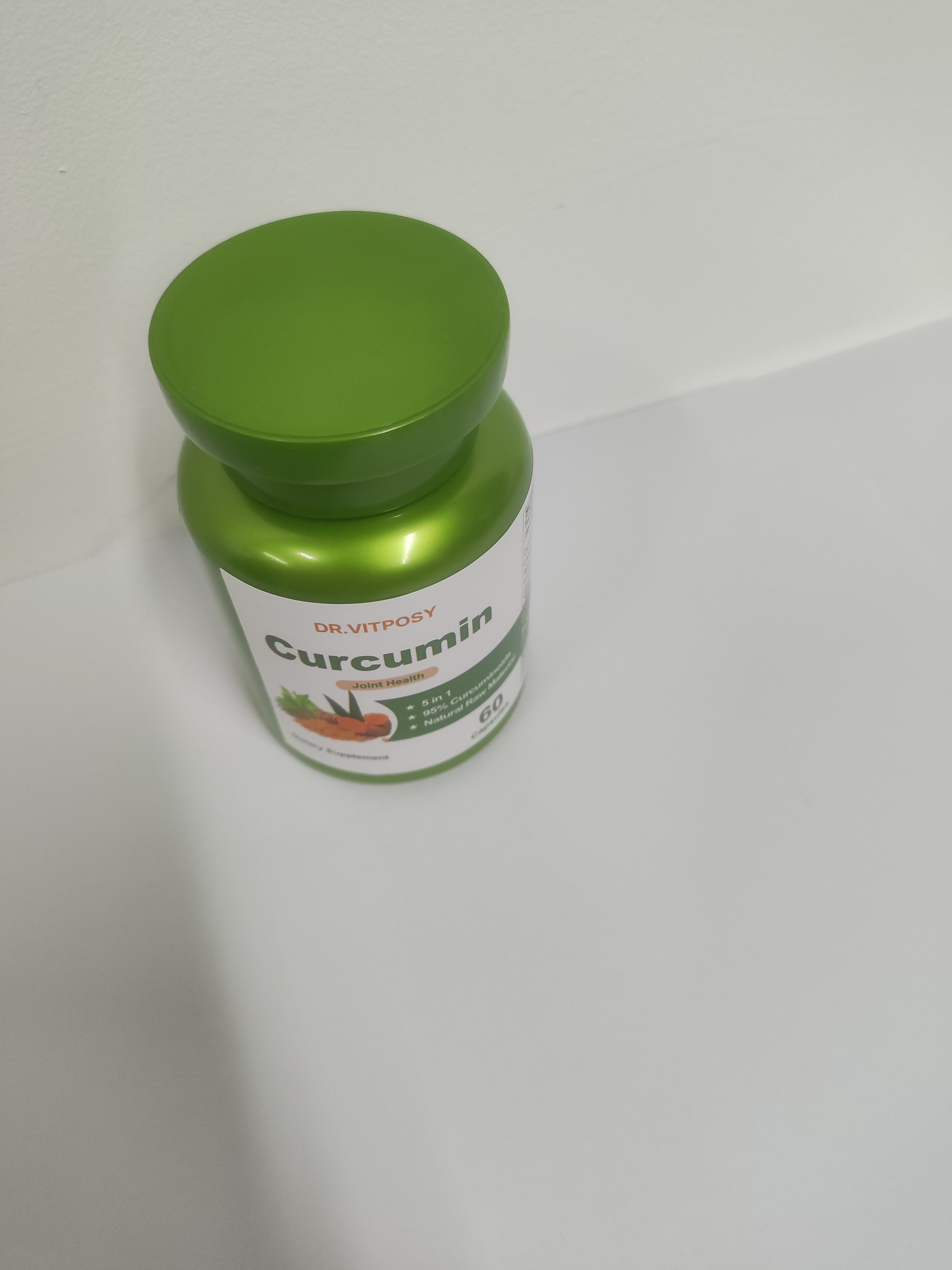 DR.VITPOSY姜黄复合物1瓶装，含芹菜籽、酸樱桃、乳香提取物、葡萄糖胺，95%姜黄素类物质，有助于关节健康
抗氧化和免疫支持--共60粒胶囊