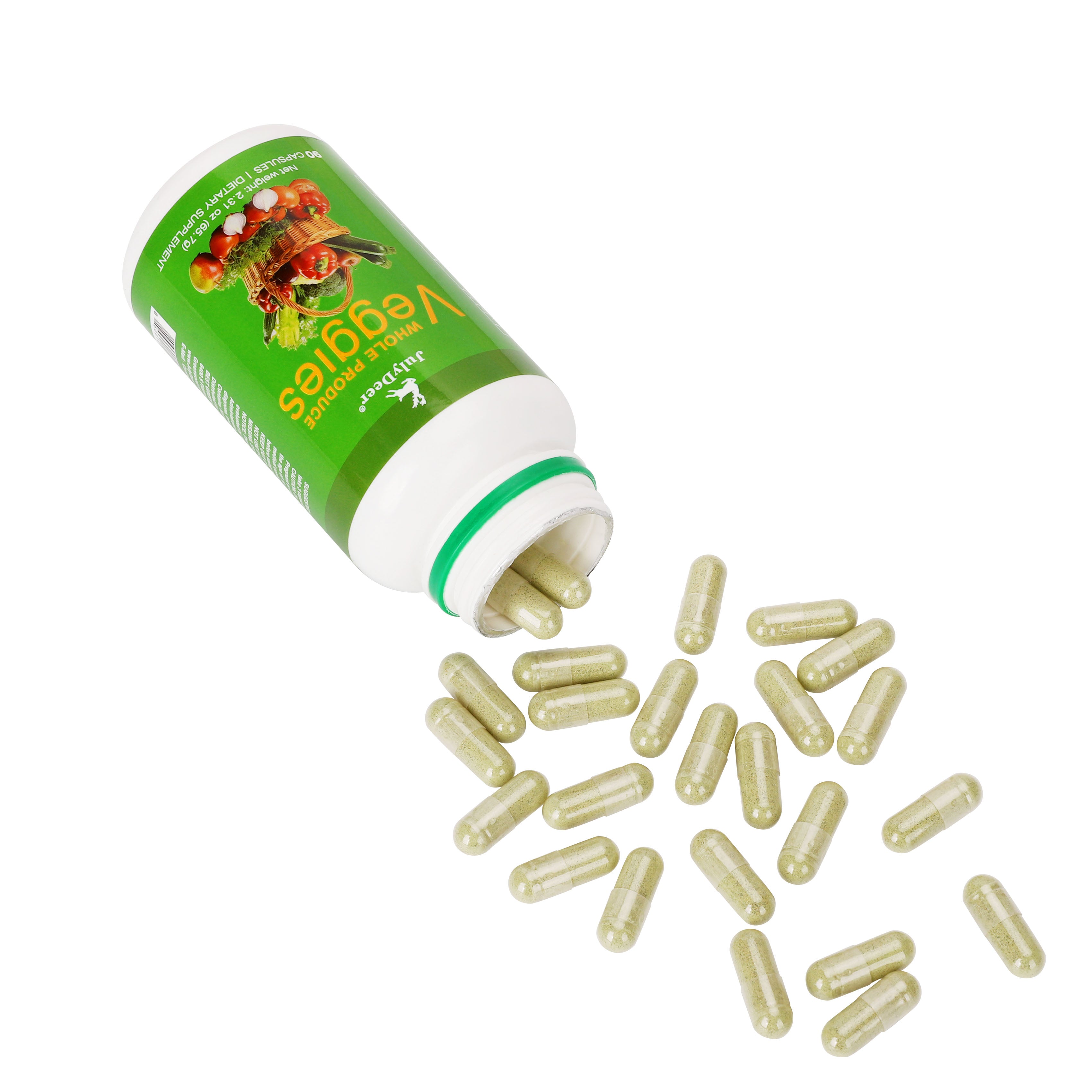 JulyDeer 素食补充剂优质天然成分 – 90 粒素食胶囊 | 天然 18 种全素食混合物的平衡 | 含有维生素和矿物质的新鲜超级食品配方
