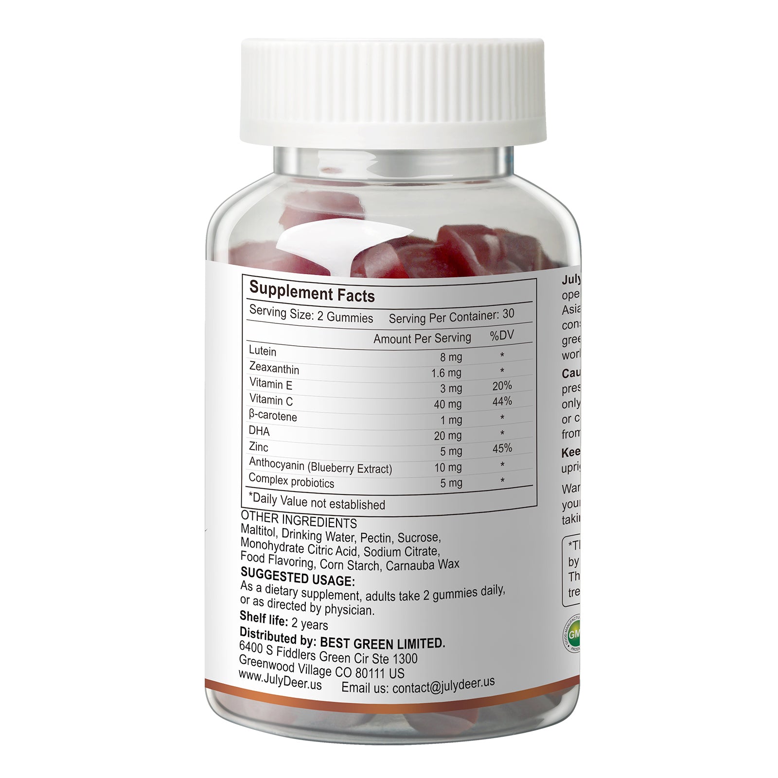 Lutein and Zeaxanthin Gummies Supplements Support Eye Health, 9 in 1 with Vitamin E and C, B-carotene, DHA, Zinc, Anthocyanin (Blueberry Extract), Complex Probiotics, Non-GMO, Gluten Free I 60 Gummies