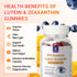 Lutein and Zeaxanthin Gummies Supplements Support Eye Health, 9 in 1 with Vitamin E and C, B-carotene, DHA, Zinc, Anthocyanin (Blueberry Extract), Complex Probiotics, Non-GMO, Gluten Free I 60 Gummies