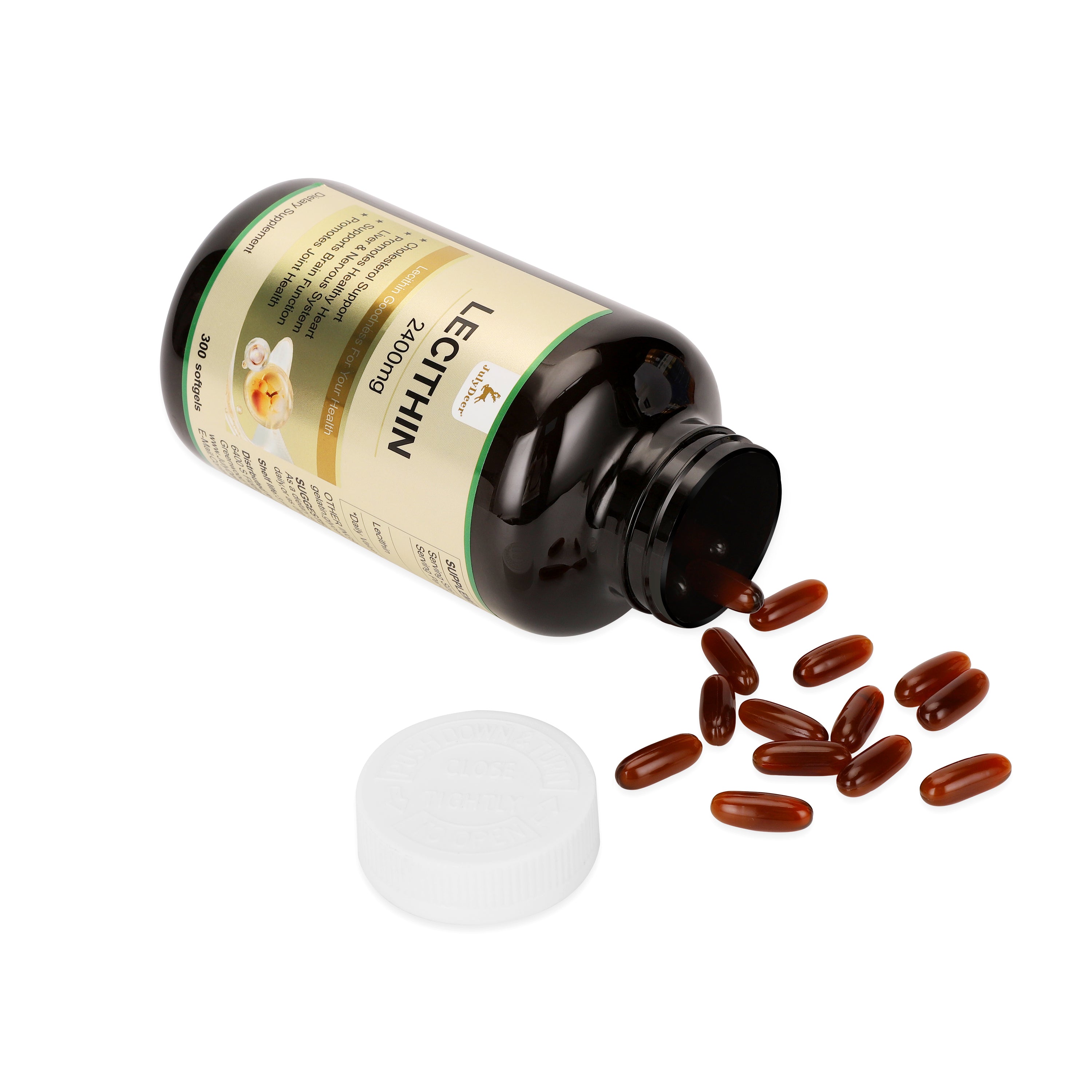 JulyDeer LECITHIN 300 Softgels 2400 mg Supports Promotes Healthy & Heart  & Liver, Nervous System,  Brain Function, Promotes Joint Health, Cholesterol