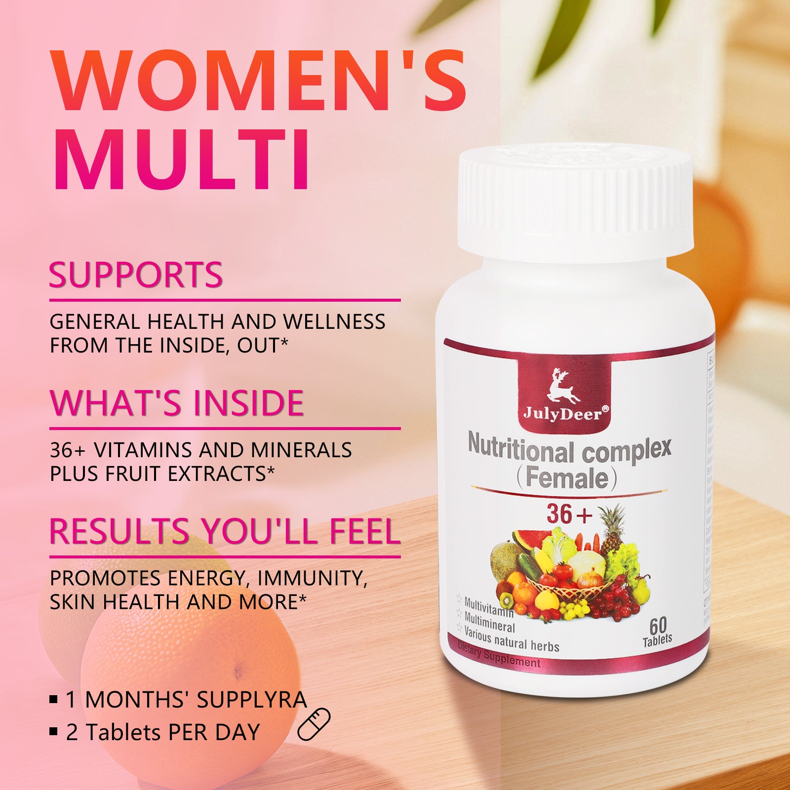 One Daily Multivitamin for Women - Complete Multimineral & Multivitamin with Vitamin A, C, D, E and B-Complex, Zinc & More Vitamins for Immunity, Energy, Hair, Skin & Nails - 60 Tablets