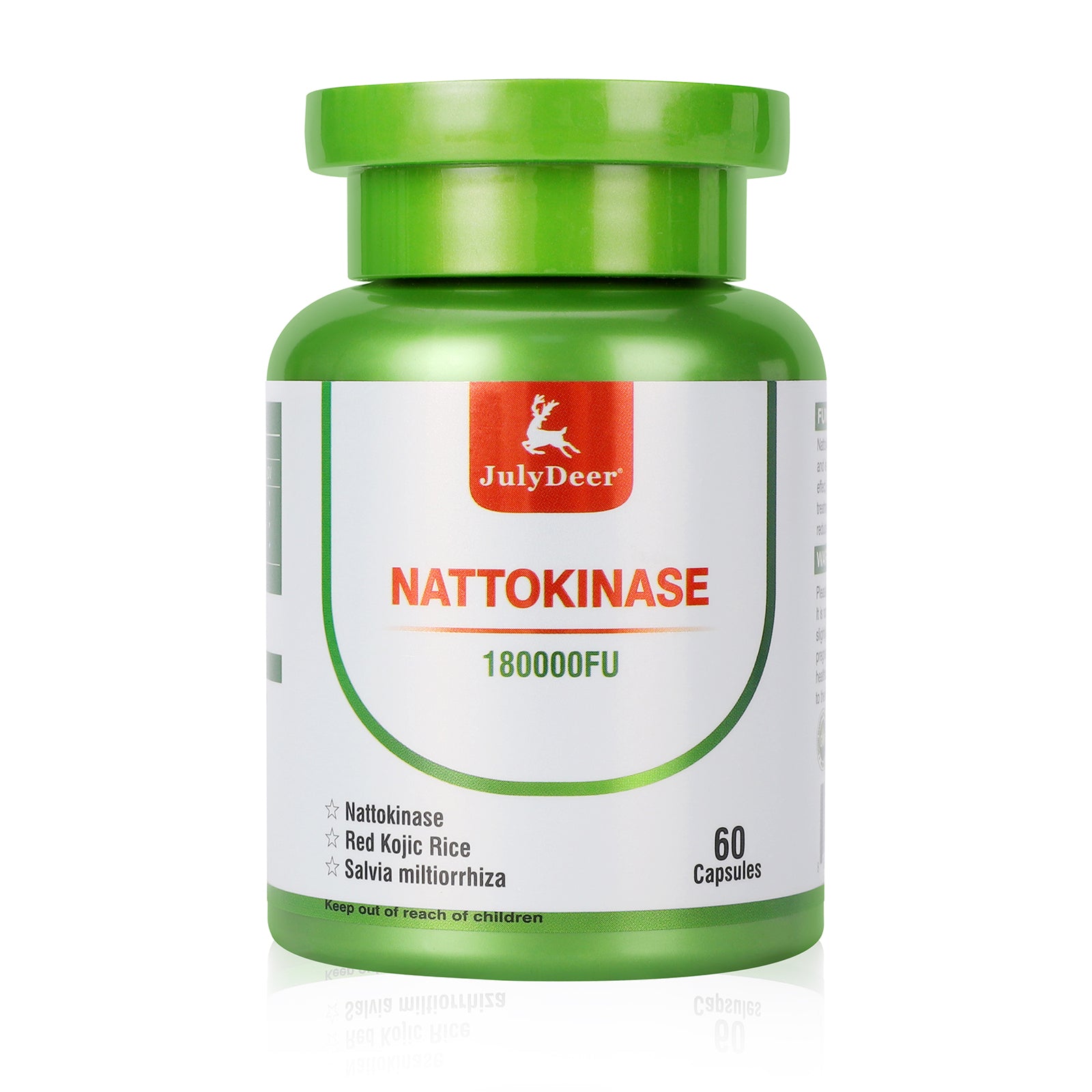 JulyDeer Nattokinase Supplement 180,000 FU Servings - Non-GMO Soy, 60 Capsules Systemic Enzymes for Cardiovascular and Circulatory Support